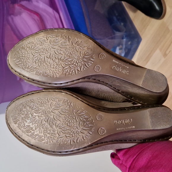 Beige Rieker leather peep toe sandals - Picture 5 of 6